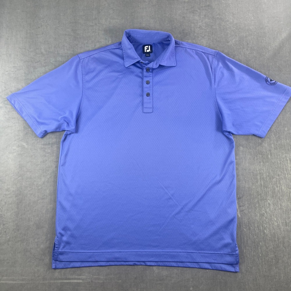 FootJoy Men Large Blue Golf Polo Shirt Diamond Texture